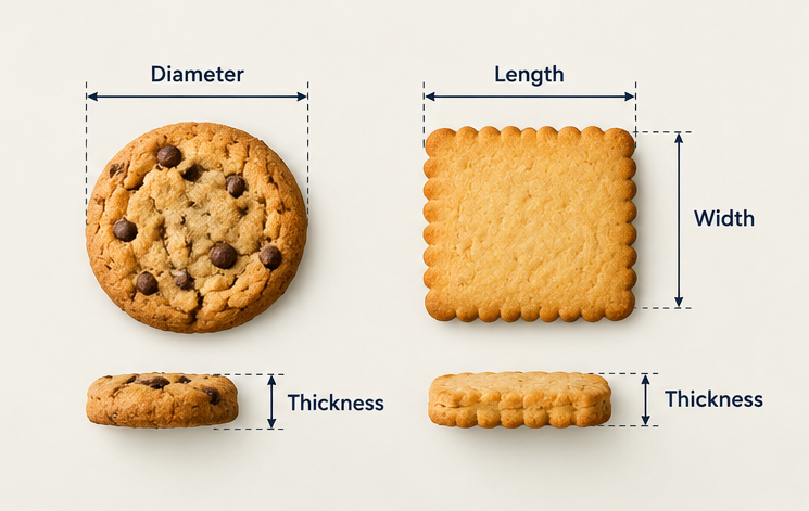 cookie dimensions for calculating square cookie tin size