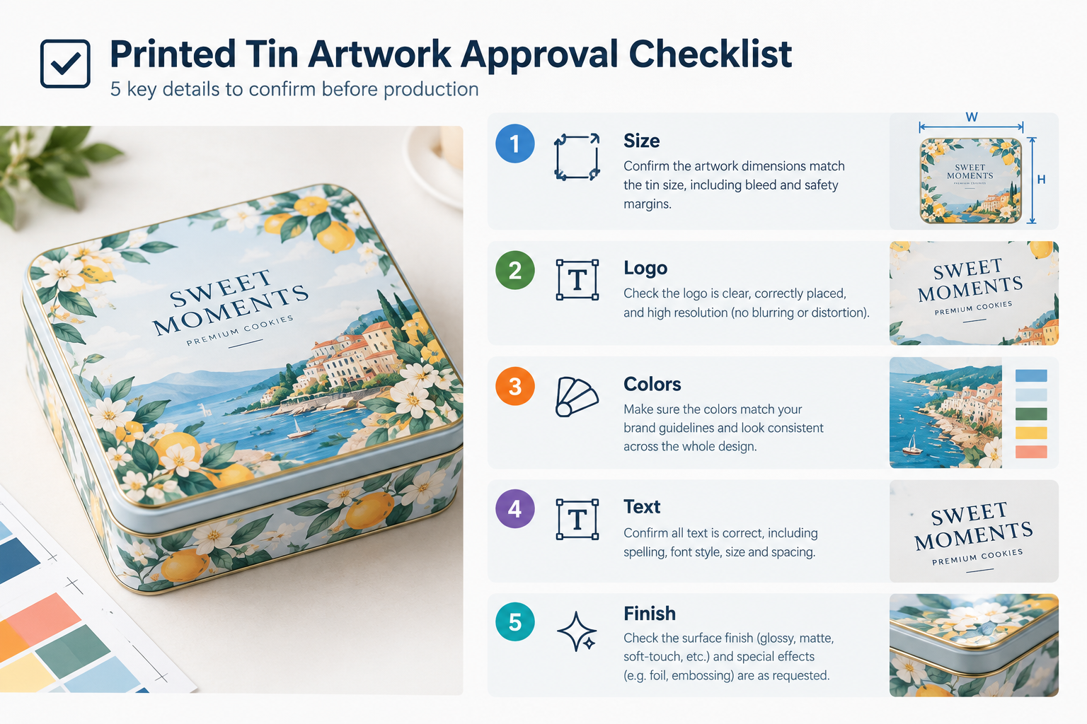 custom printed tin packaging artwork approval checklist
