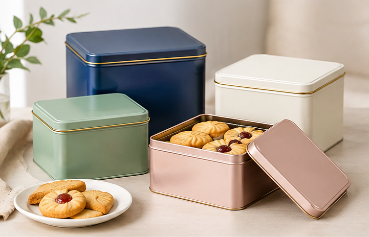 different square cookie tin sizes for cookie packaging
