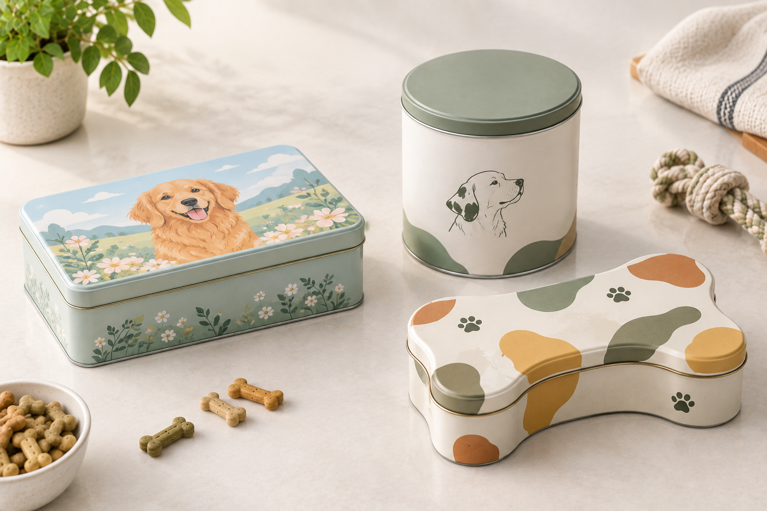 dog treat tin brand identity and packaging design