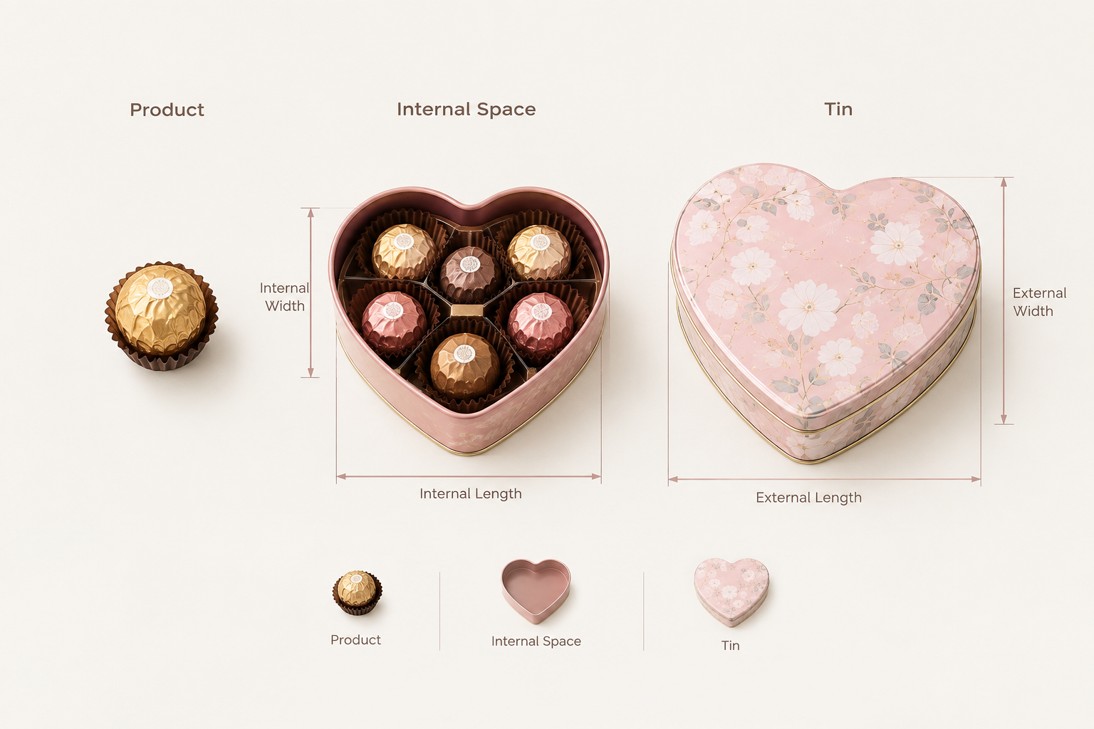 gift tin box internal and external dimensions