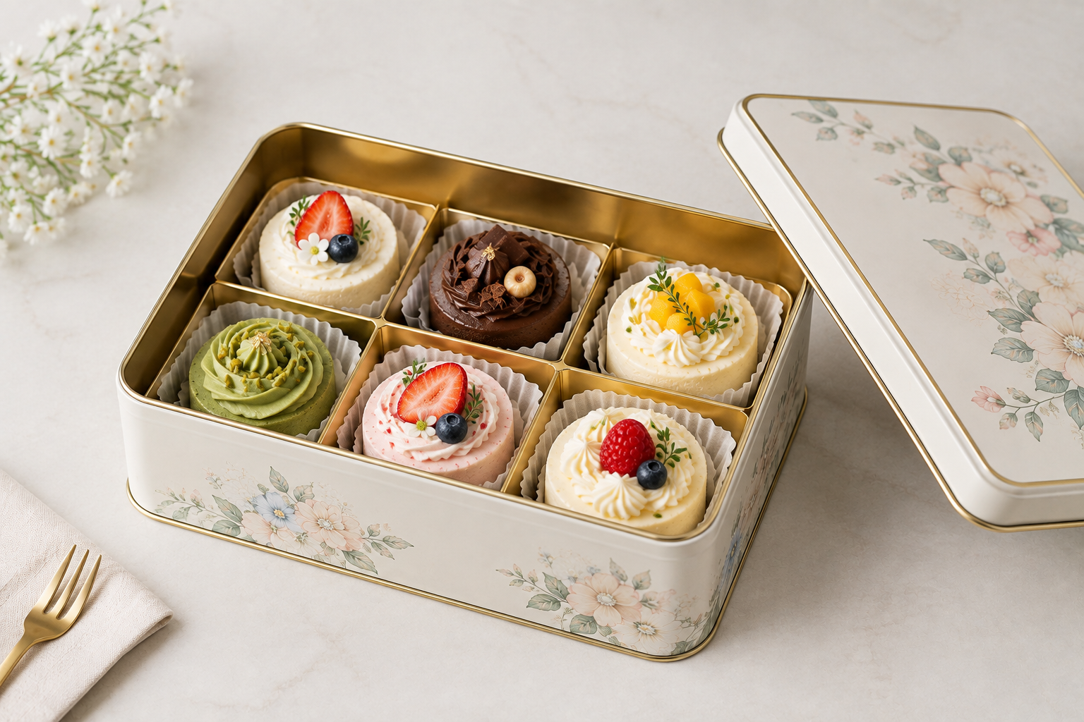 mini cakes fitting inside a custom cake tin with insert