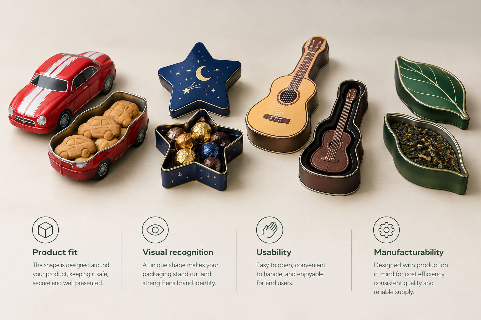 special shape tin packaging for different product designs