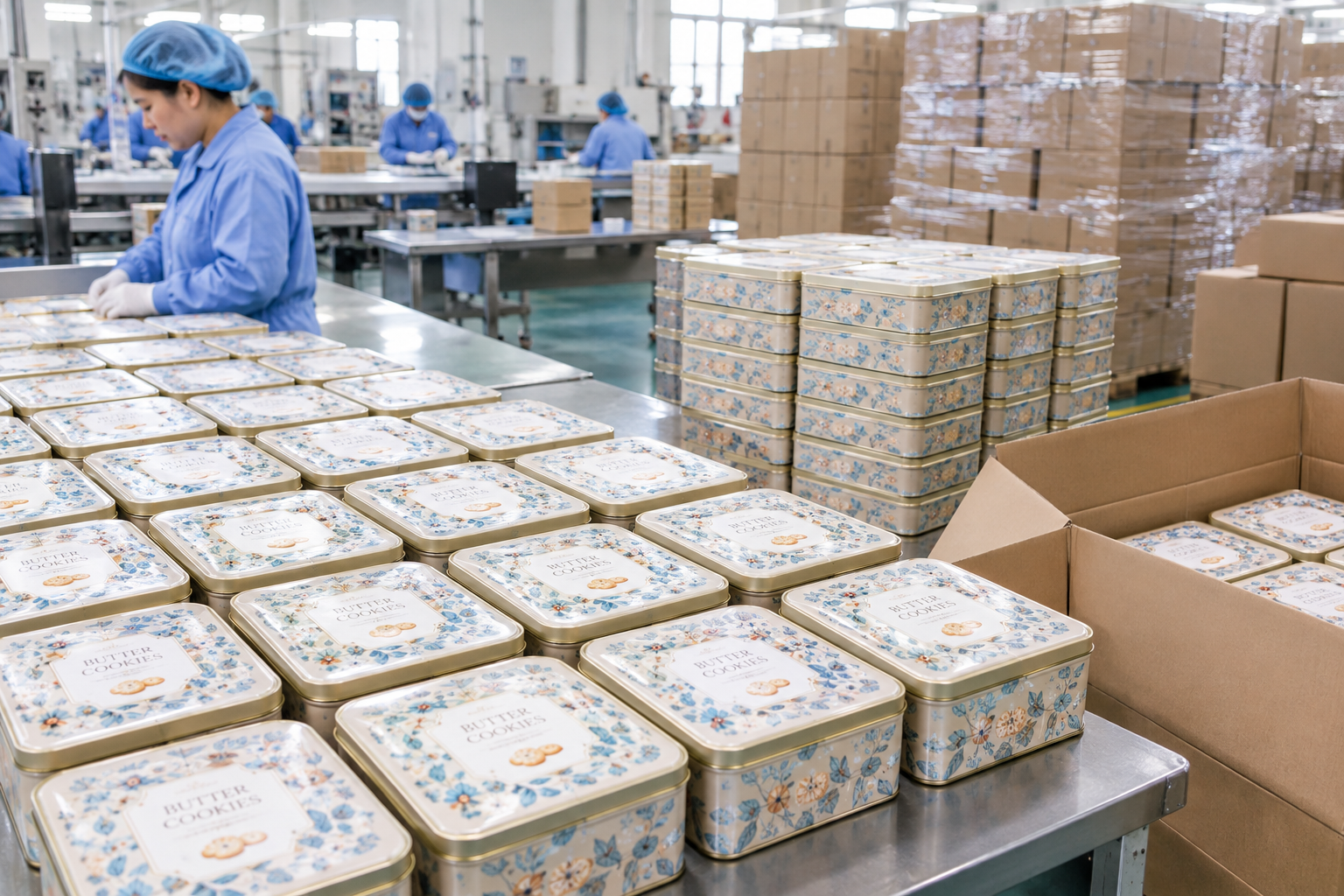 square cookie tin mass production for custom orders